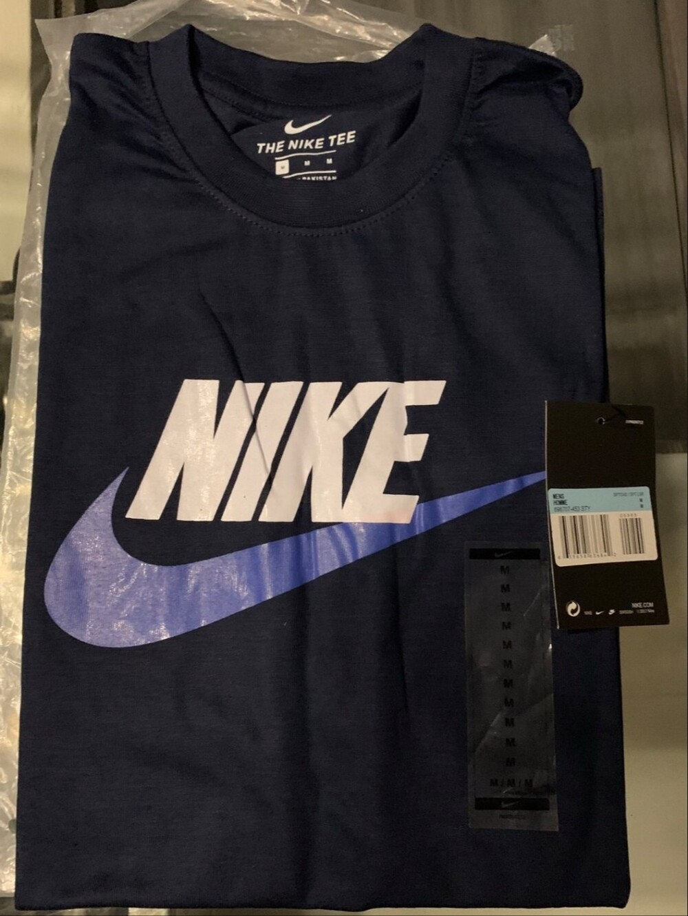 Nike Navy Tee with White Logo and Blue Swoosh